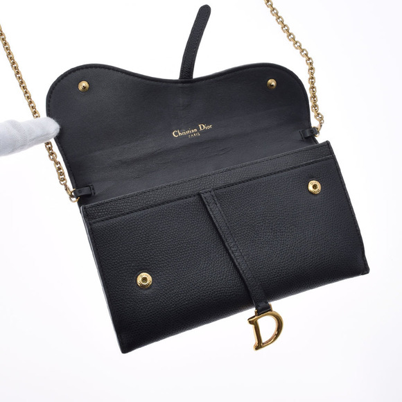 CHRISTIAN DIOR Saddle Long Wallet Black Calfskin Chain - Picture 9 of 12